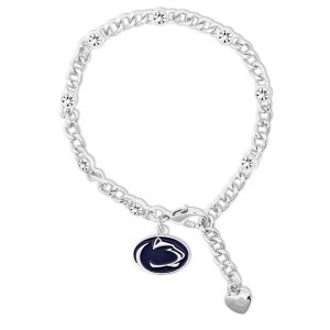 bracelet Penn State Athletic Logo dangle, crystals in chain